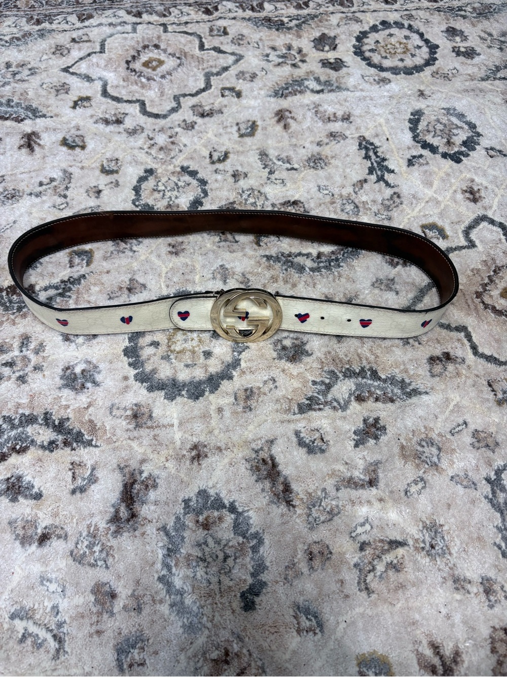 Gucci White Leather Belt size 38